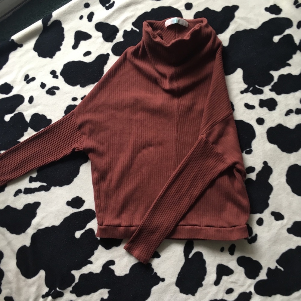 Soft Cowl Neck Burnt Rusty Orange Long Sleeve